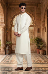 CREAM 100% COTTON KAMEEZ SHALWAR