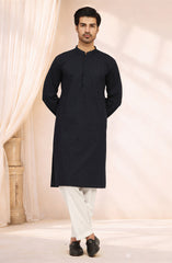 NAVY 100% COTTON EMBROIDERED KURTA
