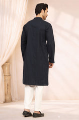 NAVY 100% COTTON EMBROIDERED KURTA