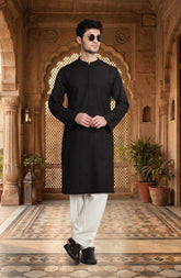 BLACK BLENDED EMBROIDERED KURTA