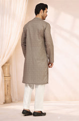 SAND-BROWN 100% COTTON PRINTED KURTA