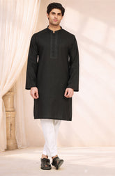 BLACK 100% COTTON PRINTED KURTA