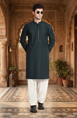 TEAL BLENDED EMBROIDERED KURTA