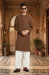 BROWN BLENDED EMBROIDERED KURTA
