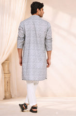 LIGHT-INDIGO 100%COTTON PRINTED KURTA