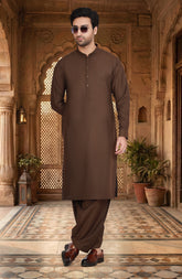 CHOCOLATE BROWN BLENDED KAMEEZ SHALWAR