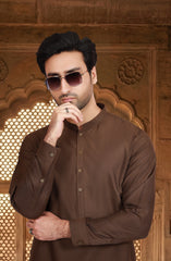 CHOCOLATE BROWN BLENDED KAMEEZ SHALWAR