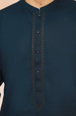 NAVY 100% COTTON EMBROIDERED KAMEEZ SHALWAR