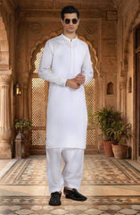 WHITE 100% COTTON KAMEEZ SHALWAR