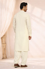 CREAM 100% COTTON EMBROIDERED KAMEEZ SHALWAR
