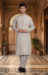 FEATHER-GREY BLENDED KAMEEZ SHALWAR