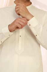 CREAM 100% COTTON EMBROIDERED KAMEEZ SHALWAR