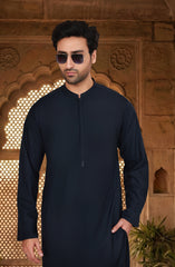 NAVY BLENDED EMBROIDERED KURTA