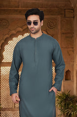 TEAL GREY BLENDED EMBROIDERED KURTA
