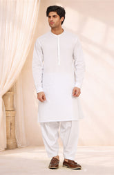 WHITE 100% COTTON EMBROIDERED KAMEEZ SHALWAR