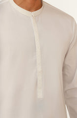 WHITE 100% COTTON EMBROIDERED KAMEEZ SHALWAR