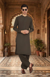 OLIVE-GREEN BLENDED KAMEEZ SHALWAR