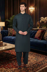BOTTLE-GREEN BLENDED KAMEEZ SHALWAR