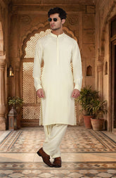 CREAM BLENDED KAMEEZ SHALWAR