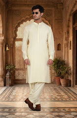 CREAM BLENDED KAMEEZ SHALWAR