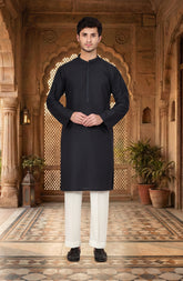 NAVY BLENDED EMBROIDERED KURTA