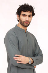 STONE-BLUE BLENDED KAMEEZ SHALWAR