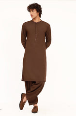 DARK-BROWN BLENDED EMBROIDERED KAMEEZ SHALWAR