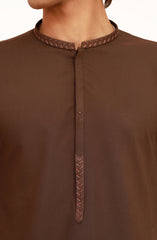 DARK-BROWN BLENDED EMBROIDERED KAMEEZ SHALWAR