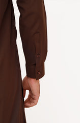 DARK-BROWN BLENDED EMBROIDERED KAMEEZ SHALWAR