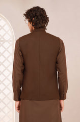 CHOCOLATE-BROWN SUITING WAISTCOAT