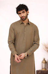 KHAKI-BROWN BLENDED KAMEEZ SHALWAR
