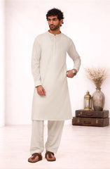 OFF-WHITE BLENDED EMBROIDERED KAMEEZ SHALWAR