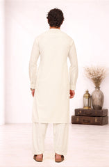 OFF-WHITE BLENDED EMBROIDERED KAMEEZ SHALWAR