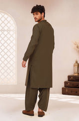 OLIVE-GREEN BLENDED EMBROIDERED KAMEEZ SHALWAR
