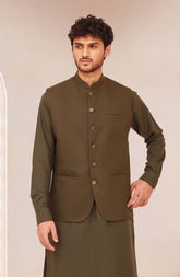 OLIVE-GREEN SUITING WAISTCOAT