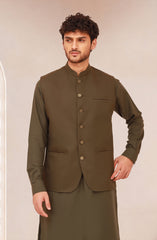 OLIVE-GREEN SUITING WAISTCOAT
