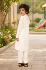 OFF-WHITE EMBROIDERED BLENDED KAMEEZ SHALWAR