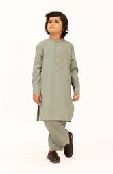 SAGE-GREEN BLENDED EMBROIDERED KAMEEZ SHALWAR