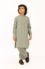 SAGE-GREEN BLENDED EMBROIDERED KAMEEZ SHALWAR