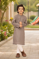 SAND-BROWN BLENDED EMBROIDERED KURTA