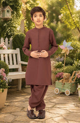 MAROON EMBROIDERED BLENDED KAMEEZ SHALWAR
