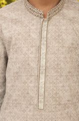 PASTEL-GREY 100% COTTON EMBROIDERED KURTA