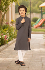 DARK-GREY BLENDED EMBROIDERED KURTA