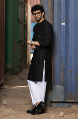 DARK-BROWN BLENDED EMBROIDERED KURTA