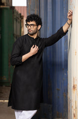 DARK-BROWN BLENDED EMBROIDERED KURTA