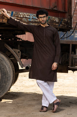 DARK-BROWN BLENDED EMBROIDERED KURTA