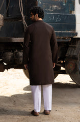 DARK-BROWN BLENDED EMBROIDERED KURTA
