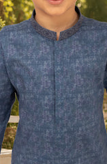 INK-BLUE 100% COTTON EMBROIDERED KURTA