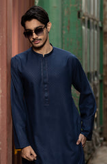 INK-BLUE BLENDED EMBROIDERED KURTA