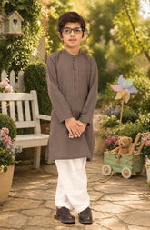 LIGHT-BROWN BLENDED EMBROIDERED KURTA